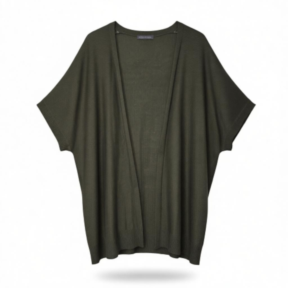 Peace & Pearl Olive Green Oversize Open Cardigan Size XL-XXL Boho Office Cottage